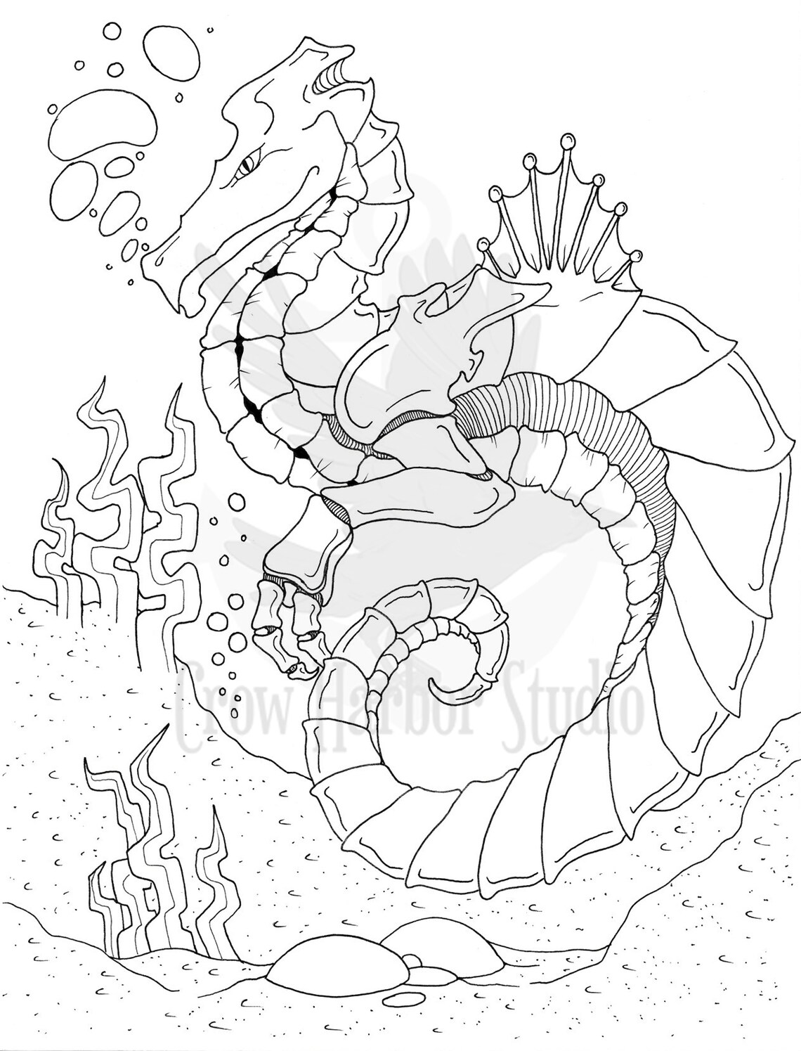 Dragon Colouring Page: Sea Dragon Printable Download | Etsy