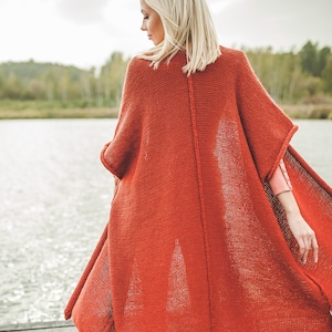 Open front cocoon long women tunic, oversize long sleeveless sweater vest, chunky knit woman sweater coat, long wool overcoat