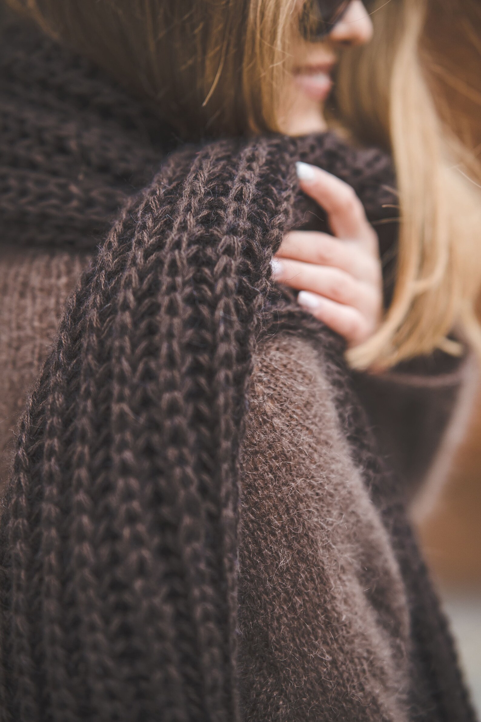 Women S Long Wool Winter Scarf Brown 1 main image 0