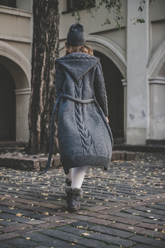thick knit long cardigan
