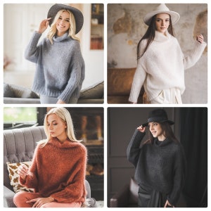 Pull surdimensionné en mohair de soie douce pour femme, haut d'hiver marron ample, pull en tricot épais et doux image 10