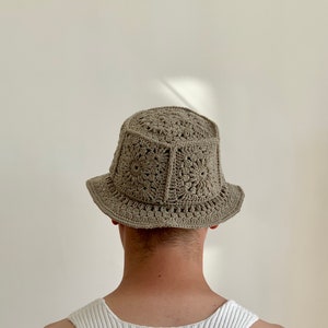 Handmade Recycled Cotton Bucket Hat Crochet / Macrame Style White / Sand / Black / Brown / Green / Mustard / Grey image 7