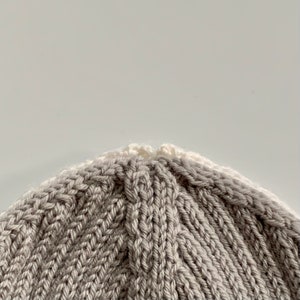 Handmade 100% Merino Wool Half 'n' Half Beanie Hat Grey/White image 7