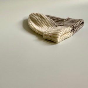 Handmade 100% Merino Wool Half 'n' Half Beanie Hat Grey/White image 4