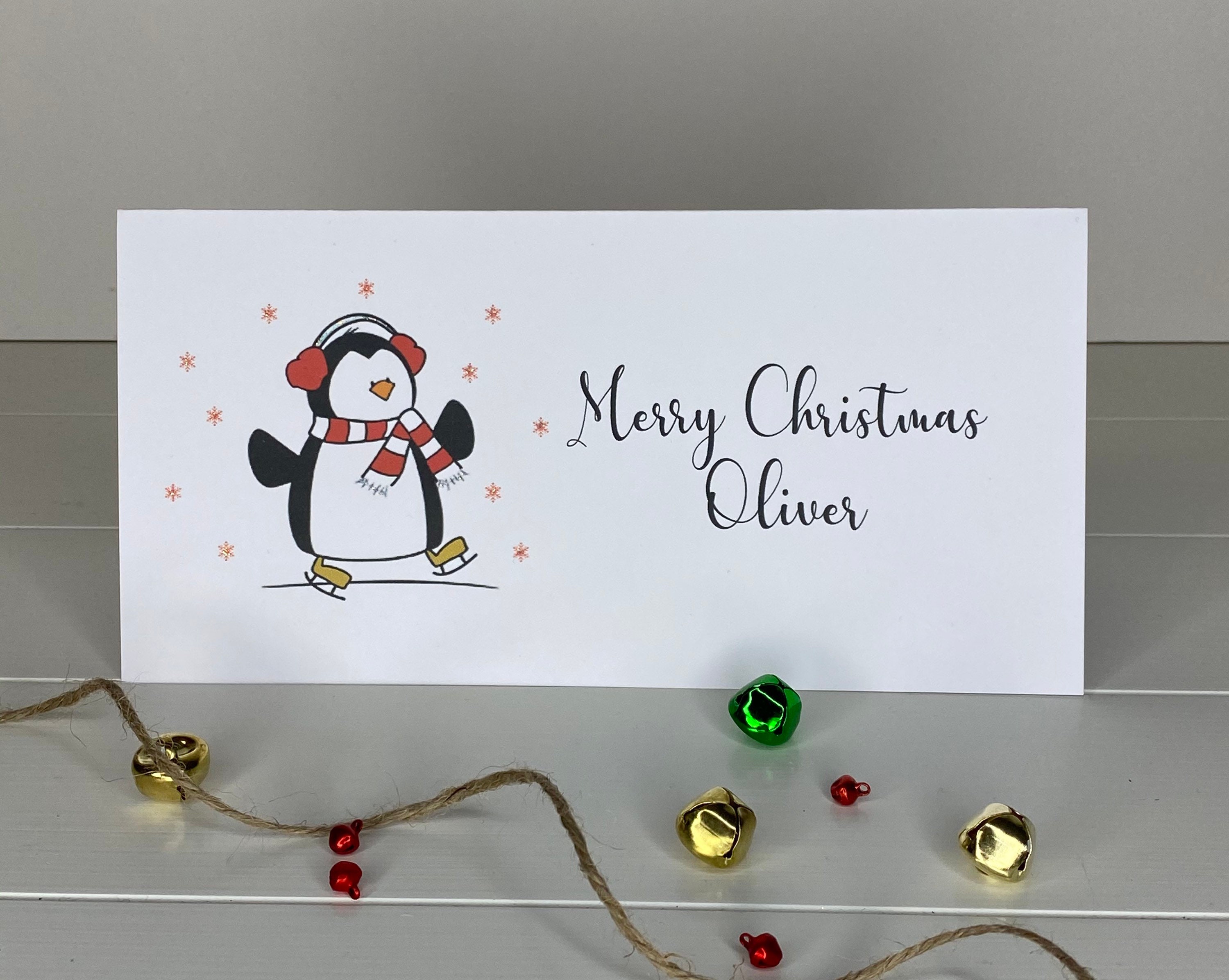 Personalised Christmas money gift wallet with cute penguin for vouchers and cash presents for children grandchildren baby boys and girls Personalised Christmas money gift wallet with cute penguin for vouchers and cash presents for children grandchildren baby boys and girls