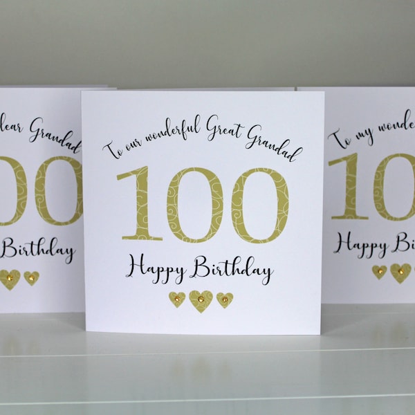 100th Birthday Card Dad Grandpa Great Grandad Brother Husband Cousin Friend Uncle