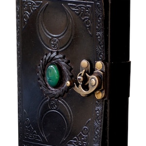 Sale 60% off Leather Journal , Moon Embossed Gem Stone  Journal,Notebook,Sketchbook,Diary with lock  For Men & Women With Brass Lock Claps