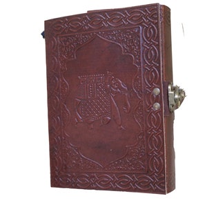 Sale 60% off Leather Journal Elephant Embossed Handmade Leather Journal,Notebook,Sketchbook,Diary With Brass Lock Claps Size 5’*7’ Inches