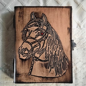 Sale 60% off , Leather bond  Journal, Leather Diary with lock , Leather Sketchbook, Notebook ,Daily planner,Horse  Embossed Diary