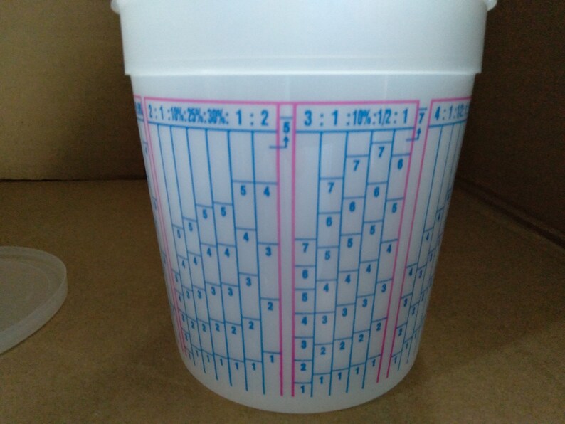 Paint Mixing Cups 32 Oz Quart With Lids Set of 10 Plastic Common Ratios