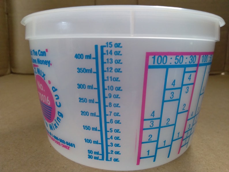 Paint Mixing Cups 16 Oz Pint With Lids Set of 5 Plastic Common Ratios Painting Stain Crafts EZ