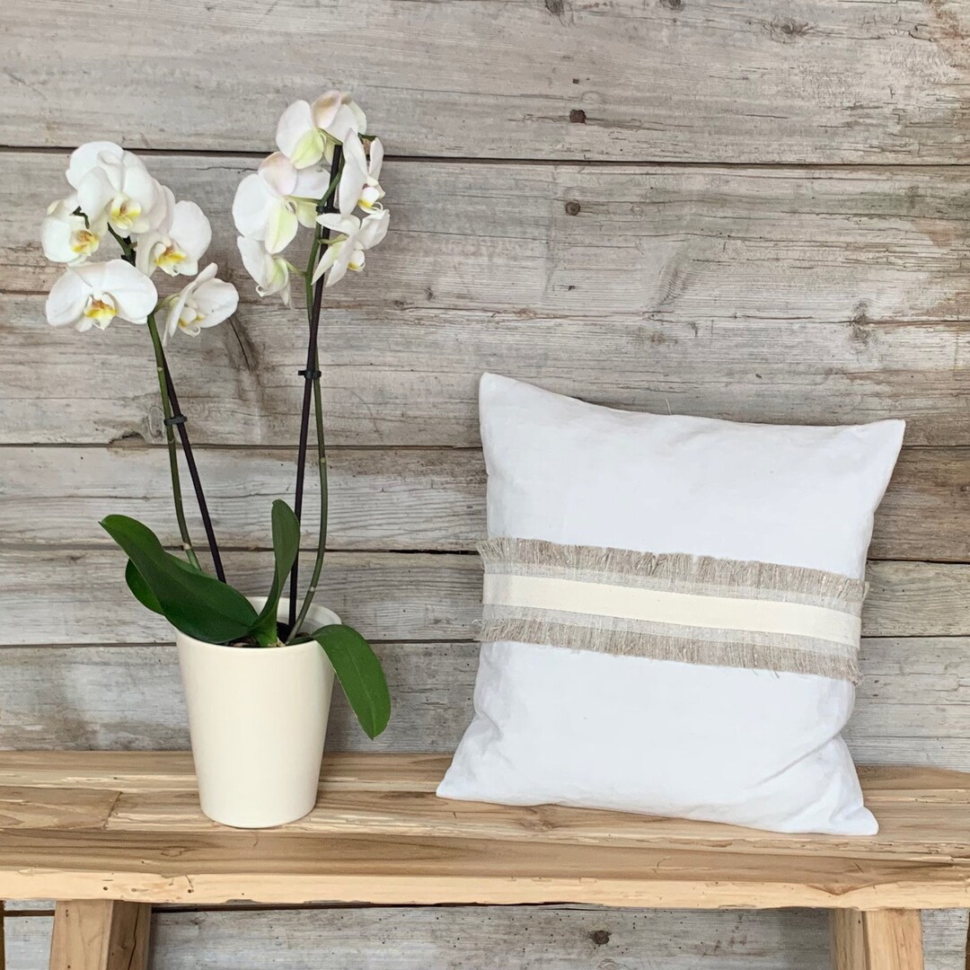Country Style Sofa Cushions. Handmade From Peasant Linen With Fringes ...