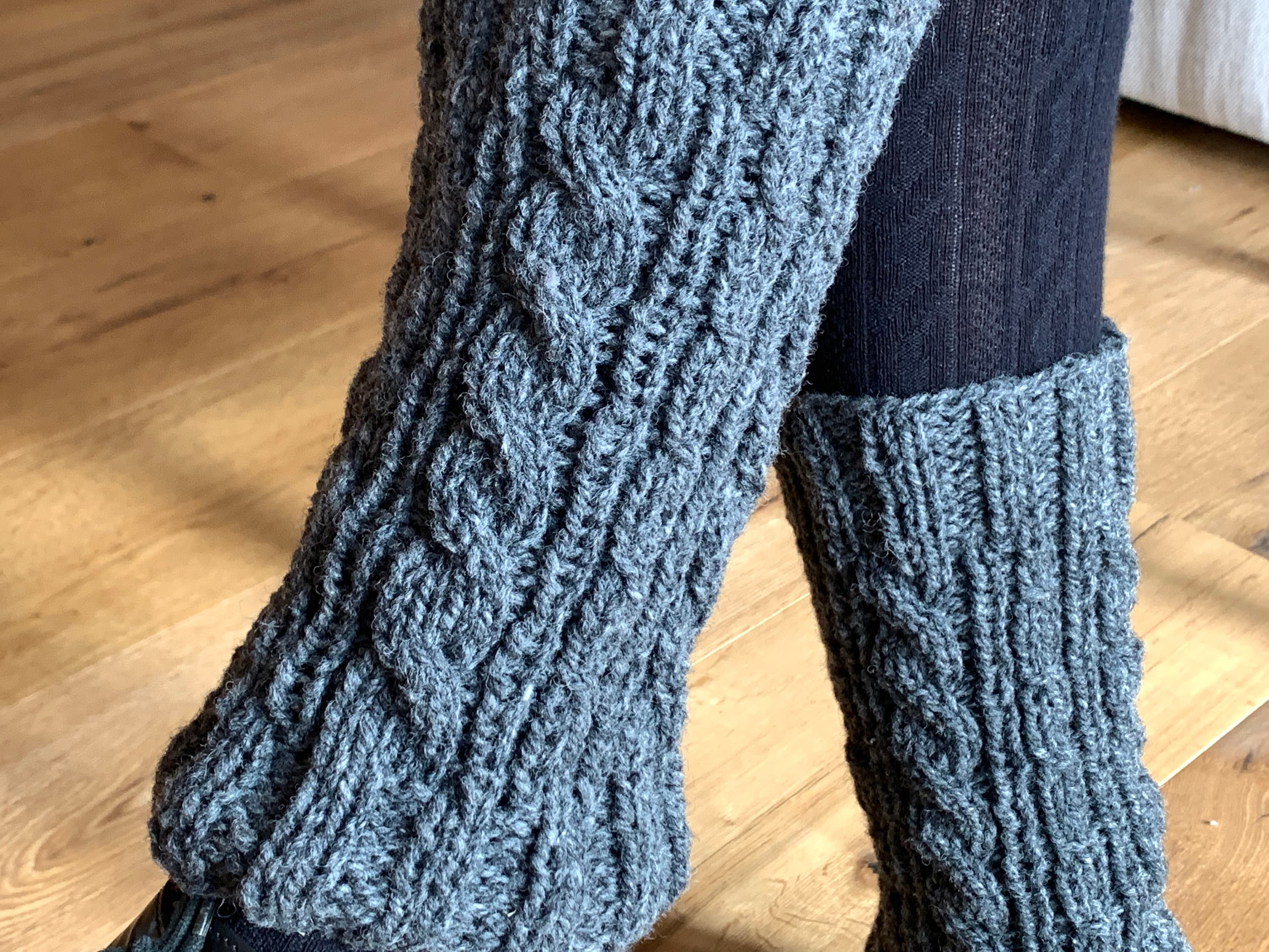 Leg Warmers, Arm Warmers Knitted From Pure Wool With Cable Pattern
