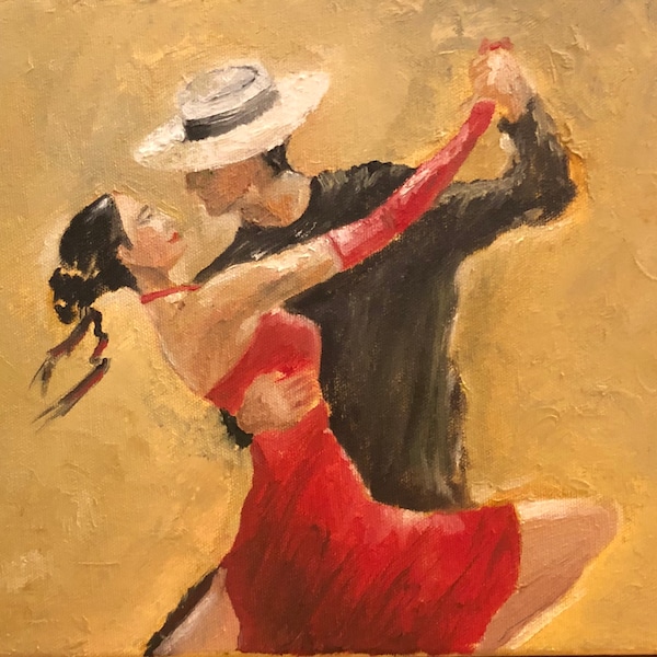 Danseurs de tango. Danseurs de flamenco. Peinture à l’huile originale sur toile tendue. La danse de la passion. Art mural. Décoration intérieure. Cadeaux d’art.