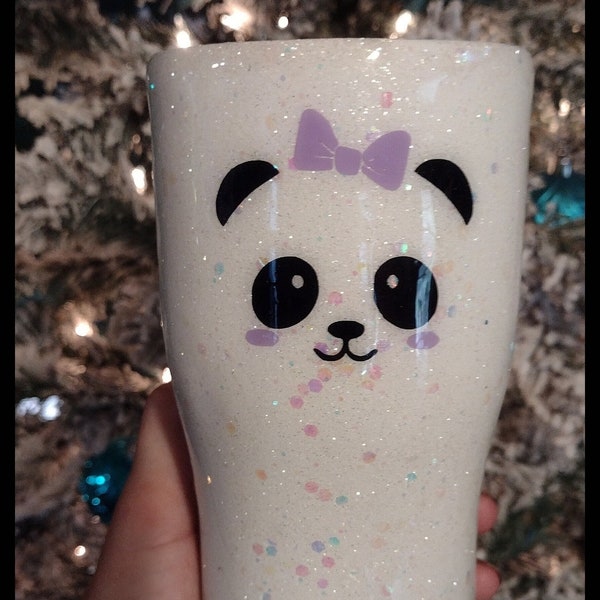 Panda lovers| Personalized Gift Glitter Tumbler Travel Cup| No Spill with Twist Lid Straw|Double Walled  Vacuum Insulated