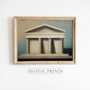 Classical Architecture Painting - Digital Print Download - Ancient Roman Building - Art Decor PRINTABLE - Antique Moody Greek Wall Art