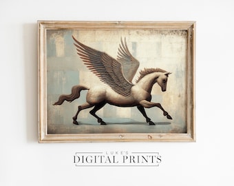Pegasus Classical Mythology Art Print - Digital Download - PRINTABLE Roman Flying Horse Art - Ancient Greek Painting Wall Decor