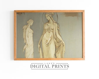 Pintura clásica vintage de mujeres esculpidas - Impresión digital - Arte de la Academia Roman Light - Decoración de pared con estatua femenina imprimible