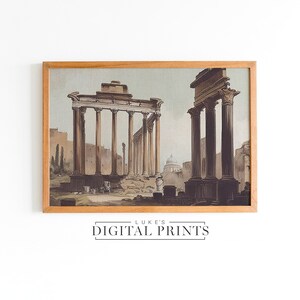 PRINTABLE Classical Roman Architecture Painting - Digital Print Download - Antique Rome Landscape Wall Art - Ancient Italian Home Decor
