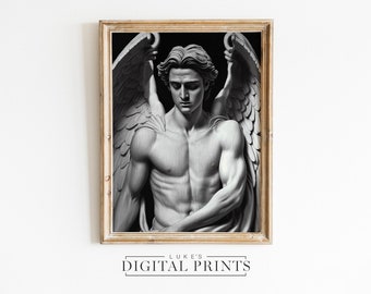 Lucifer Statue Print - Digital Download - Occult Devil Sculpture Poster - PRINTABLE Satanic Mythology Art - Dark Academia Wall Decor