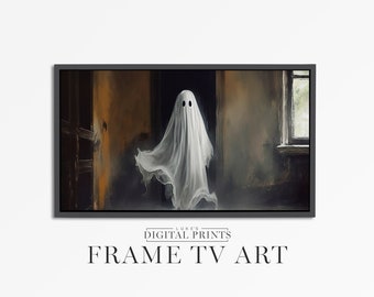 Samsung FRAME TV Art Download - Vintage Ghost Oil Painting Digital Frame Art - Haunted Halloween House Artwork For Frame TV