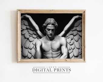 Lucifer Sculpture Print - Digital Download - Occult Devil Statue Poster - Dark Academia Wall Decor PRINTABLE - Satanic Mythology Art