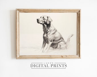 Silver Labrador Sketch Portrait Art Print - Minimalist Digital Download - PRINTABLE Animal Drawing Artwork - Cute Pet Dog Wall Decor