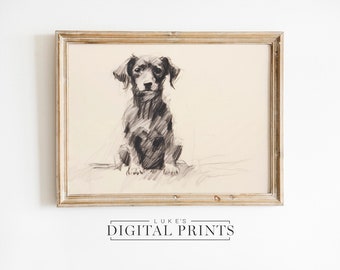 Cute Dachshund Portrait Art Sketch - Digital Print Download - Sausage Dog Drawing - PRINTABLE Pet Lover's Wall Artwork