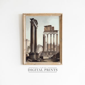 PRINTABLE Classical Roman Architecture Painting - Digital Print Download - Ancient Italian Home Decor - Antique Rome Landscape Wall Art