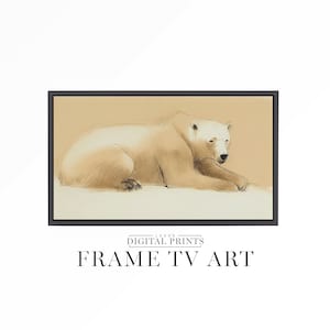 FRAME TV Art Digital Download -North Pole Arctic Wildlife Sketch Frame Art - Minimalist Polar Bear Pencil Drawing For Samsung Frame TV