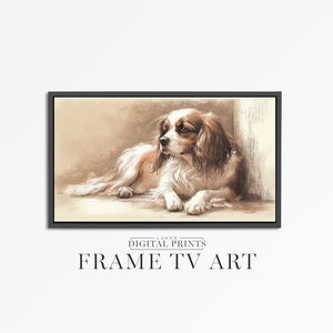FRAME TV Art Download - Impressionist King Charles Spaniel Portrait Frame Art - Pet Lover Oil Painting Dog Art For Samsung Frame TV