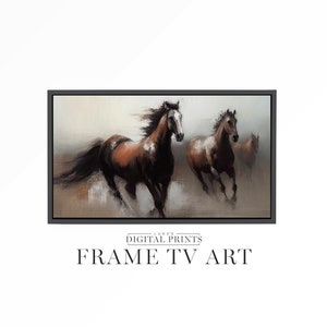 FRAME TV Art Digital Download - Wild Running Horse Frame Art Download - Equestrian Horse Oil Painting Portrait For Samsung Frame TV