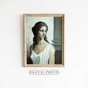Classical Oil Painting Of Roman Woman - Digital Print Download - Antique Woman Portrait Wall Decor - PRINTABLE Moody Vintage Greek Art Print
