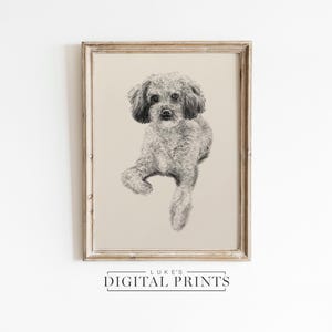 Custom Dog Sketch From Photo - Printable Digital Download - Personalized Vintage Style Pet Portrait - Cute Animal Drawing Of Your Dog