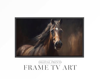 FRAME TV Art Download - Impressionist Farmyard Horse Samsung Frame Art Digital Download - Equestrian Oil Painting Portrait For Frame TV
