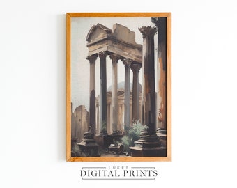 Ancient Rome Architecture Painting - Digital Print Download - Classical Italian Wall Decor - Antique Roman Landscape Art PRINTABLE