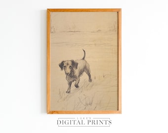 Dachshund Running Drawing - Digital Print Download - PRINTABLE Pet-Inspired Illustration Wall Art - Sausage Dog Sketch Artwork
