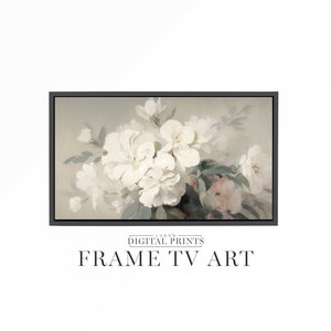 Samsung FRAME TV Art Download - White Floral Oil Painting For Frame TV - Wildflower Still Life Art Decor -  Digital Frame Instant Download