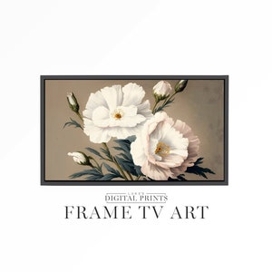 Samsung FRAME TV Art Download - Vintage White Flower Painting For Frame TV Art - Floral Wildflower Digital Frame Art Instant Download