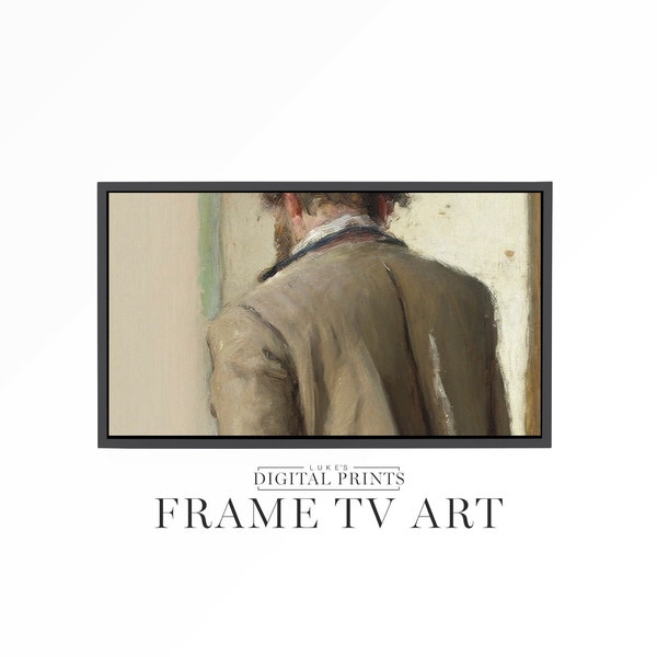 Samsung FRAME TV Art Download - Vintage Moody Oil Painting Of Man For Frame TV - Gentleman Walking Portrait Sketch Digital Frame Art