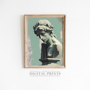 Classical Sculptured Roman Painting - Digital Print Download - Vintage Light Academia Wall Art - Greek Statue Portrait Decor PRINTABLE