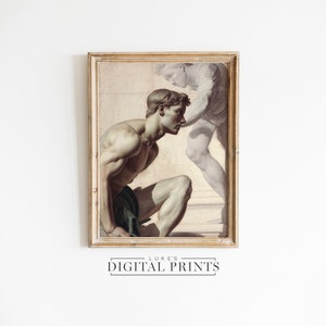 PRINTABLE Classical Man Drawing - Digital Print Download - Roman Men Illustration Art - Ancient Mythological Sketch Wall Art