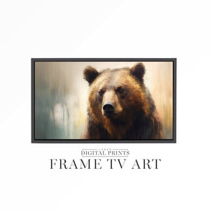 Samsung FRAME TV Art Download - Grizzly Bear Oil Painting Portrait For Frame TV - Impressionist American Wildlife Frame Art Digital Download