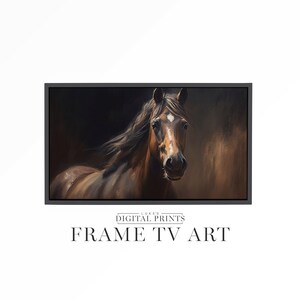 FRAME TV Art Download - Impressionist Farmyard Horse Samsung Frame Art Digital Download - Equestrian Oil Painting Portrait For Frame TV