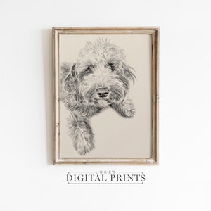 CUSTOM Pet Dog Sketch Portrait From Photo - Vintage Style Animal Drawing -  Personalized Puppy Artwork - Dog Memorial Gift