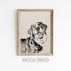 CUSTOM Pet Sketch From Photo - Digital Download Artwork - Printable Hand Drawn Dog Portrait - Personalized Puppy Drawing Wall Art