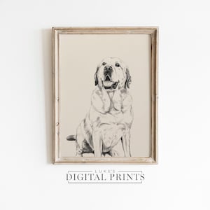 Personalized Dog Sketch From Photo - Vintage Style Pet Drawing -  Custom Labrador Portrait - Animal Lover Wall Art - Furry Friend Artwork