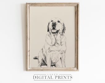Personalisierte Hunde Skizze vom Foto - Vintage Stil Haustier Zeichnung - Individuelles Labrador Portrait - Tierliebhaber Wand Kunst - Pelziger Freund Kunstwerk