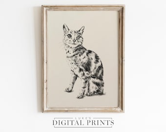 Personalized Cat Sketch - Digital Art Download