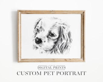 Custom Pet Portrait Sketch From Photo - Digital Download Artwork - Personalized Cat Drawing - Hand Drawn Memorial Gift Of Dog